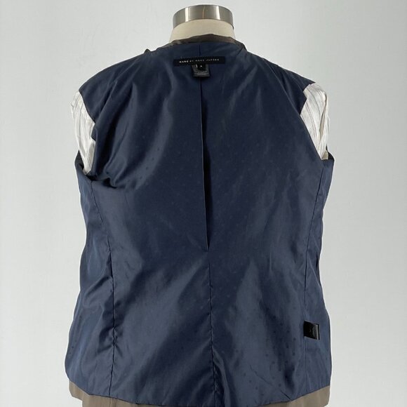 Marc by Marc Jacobs Wool-Blend Satin Collar Snap Front Waist Tie Blazer Green 6 - Picture 3 of 10